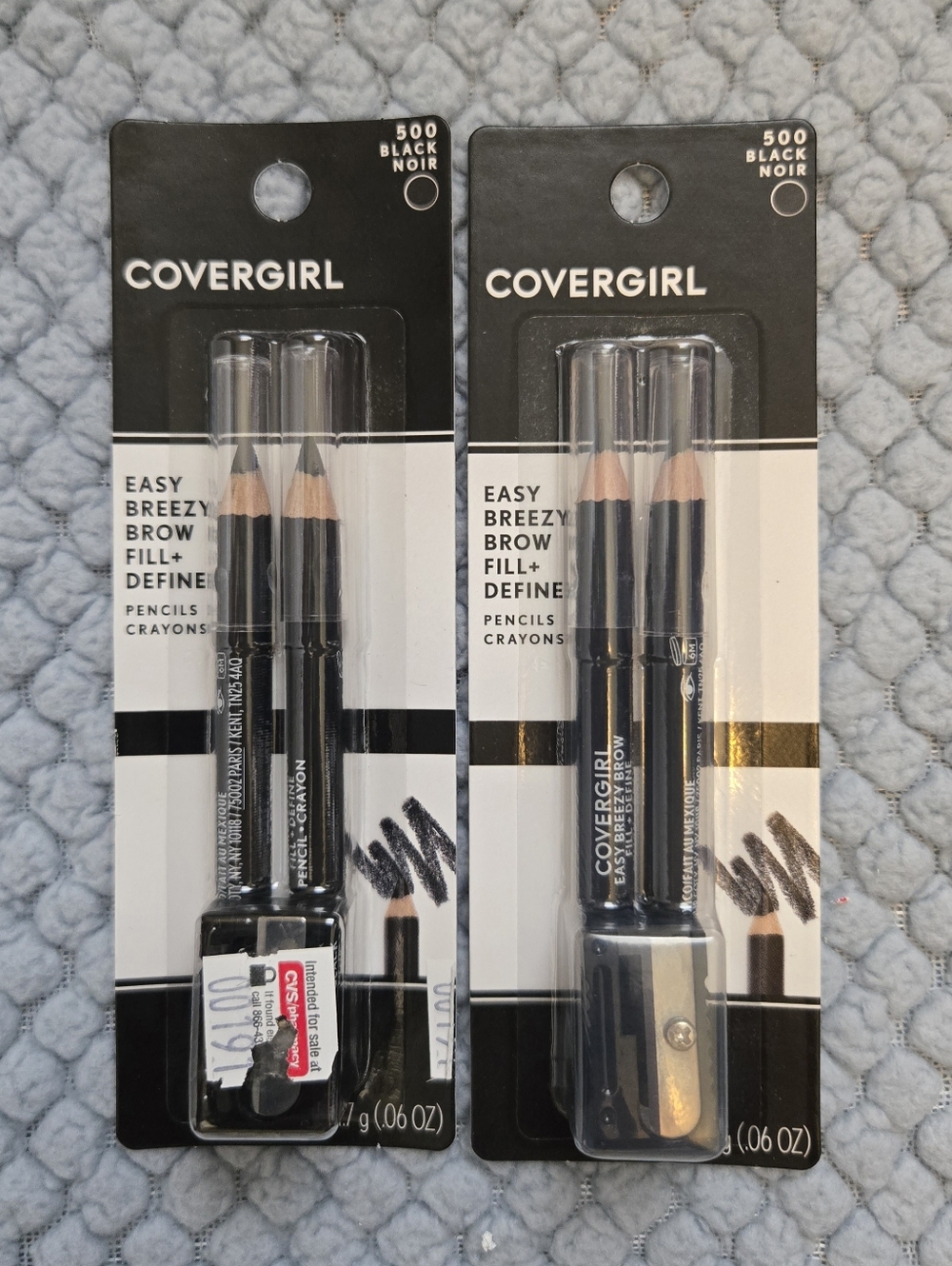 New CoverGirl Easy Breezy Brow Fill + Define Pencils - Black (500) 2 Packs